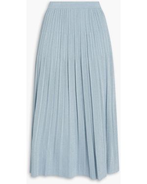 Zimmermann Metallic Ribbed-Knit Midi Skirt - Blue