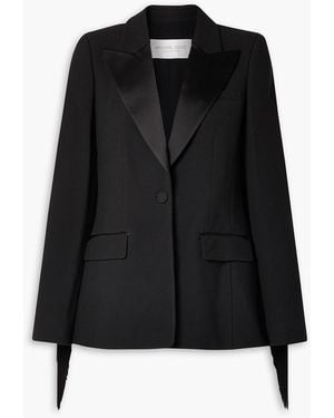 Michael Kors Blazer aus crêpe mit satinbesatz und fransen - Schwarz