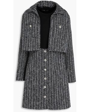 Maje Anzug aus tweed mit jersey-einsätzen - Schwarz