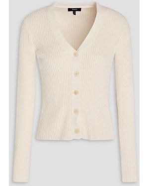 Theory Ribbed-knit Cotton-blend Cardigan - Natural