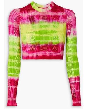 AGR Cropped Tie-dyed Pointelle-knit Top - Pink