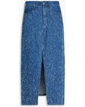 Rag & Bone Clara Distressed Denim Midi Skirt - Blue