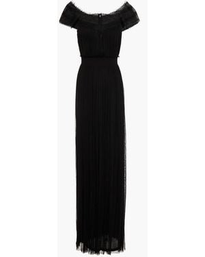 Amanda Wakeley Chantilly Lace-paneled Silk-tulle Maxi Dress - Black
