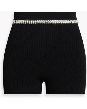 Rabanne Crystal-embellished Ribbed-knit Shorts - Black