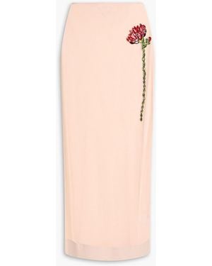 Simone Rocha Crystal-embellished Stretch-jersey Midi Skirt - Pink