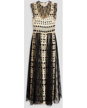 RED Valentino Organza-paneled Embellished Lace Midi Dress - White