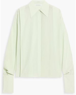Another Tomorrow Pleated Silk Crepe De Chine Shirt - White