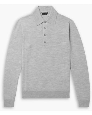 Tom Ford Schmal geschnittener pullover aus wolle mit polokragen - Grau