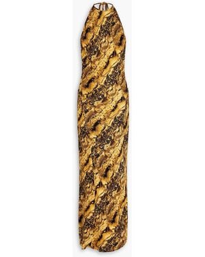 Matériel Snake-print Cupro-blend Maxi Slip Dress - Metallic