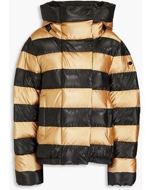 Goldbergh Dazzle Quilted Striped Shell Hooded Down Ski Jacket - Black
