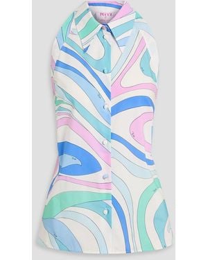 PUCCI Printed Cotton-Poplin Shirt - Blue