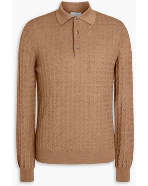 Canali Jacquard-Knit Wool Polo Jumper - Brown