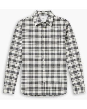 MR P. Checked Cotton And Linen-Blend Shirt - White