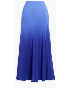 RIXO London Kelly Dégradé Silk Crepe De Chine Midi Skirt - Blue