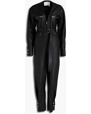 REMAIN Birger Christensen Suzanne Belted Leather Jumpsuit - Black