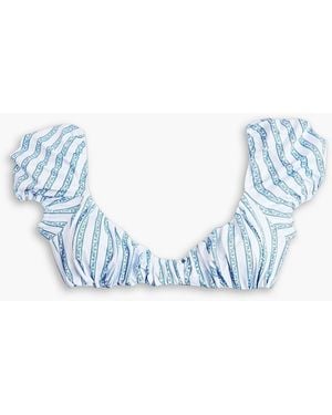 Caroline Constas Zoe gerafftes bikini-oberteil mit print - Blau