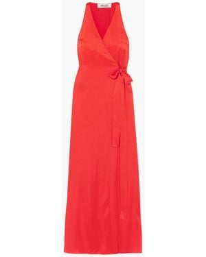 Diane von Furstenberg Paola Satin Wrap Gown - Red