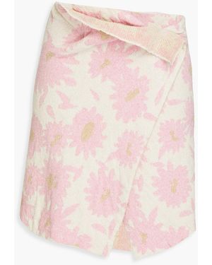 Jacquemus Bagnu Jacquard-knit Cotton-blend Mini Wrap Skirt - Pink