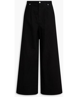 Officine Generale Moena Pleated High-Rise Wide-Leg Jeans - Black