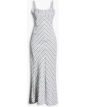 Sandro Striped Jacquard Maxi Dress - White