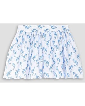 Caroline Constas Teagen shorts aus popeline aus einer baumwollmischung mit floralem print - Blau