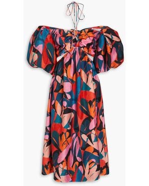 Rebecca Vallance Catalina Off-the-shoulder Printed Tm-blend Gauze Midi Dress - Red