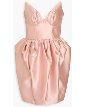 Zimmermann Strapless Silk And Wool-blend Mikado Mini Dress - Pink