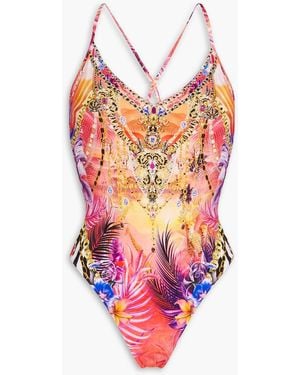 CAMILLA Embellished Printed Swimsuit - Pink