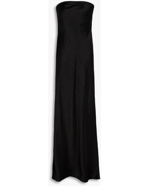 Vince Strapless Crinkled-Satin Maxi Dress - Black