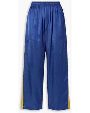 Bode Striped Satin Wide-leg Track Pants - Blue
