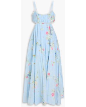 Zimmermann Cutout Floral-Print Cotton-Poplin Maxi Dress - Blue
