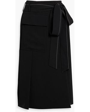 Victoria Beckham Belted Crepe Midi Wrap Skirt - Black