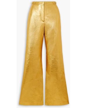 Gabriela Hearst Vesta Leather Wide-leg Trousers - Yellow