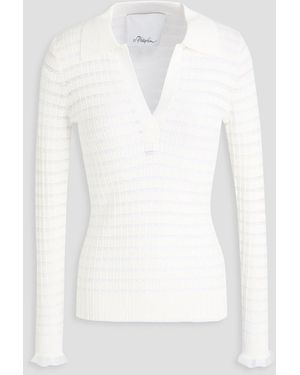 3.1 Phillip Lim Ribbed-Knit Polo Sweater - White