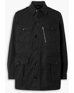 Tom Ford Leather-Trimmed Cotton-Twill Field Jacket - Black