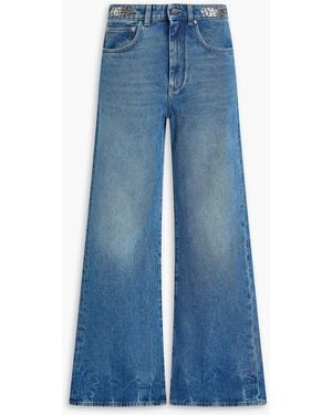 Rabanne Embellished Faded High-Rise Wide-Leg Jeans - Blue