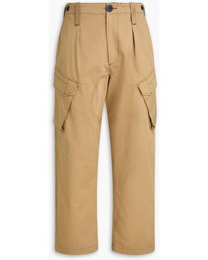 Sandro Pleated Cotton-gabardine Cargo Trousers - Natural