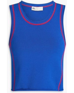 Tory Burch Cropped Knitted Tank - Blue