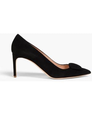 Rupert Sanderson Nada Embellished Suede Court Shoes - Black