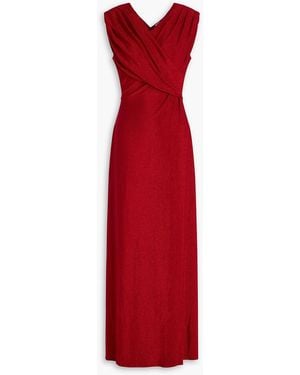 Diane von Furstenberg Tomas Draped Metallic Jersey Maxi Dress - Red