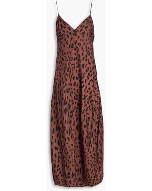 Tibi Asymmetric Leopard-print Taffeta Midi Dress - Purple