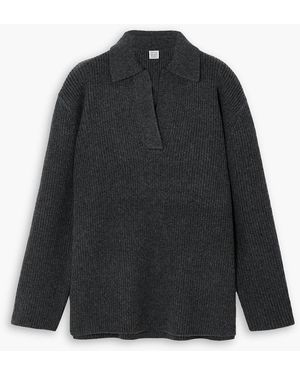 TOTEME Oversized Ribbed Wool And Cashmere-blend Jumper - Black