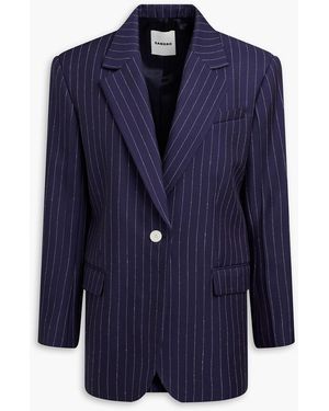 Sandro Pinstriped Twill Blazer - Blue