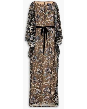 Marchesa Embellished Tulle Gown - Black