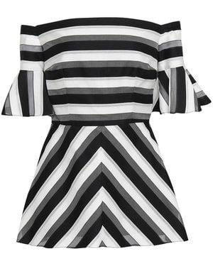 Lela Rose Off-The-Shoulder Striped Cotton And Silk-Blend Peplum Top - Black