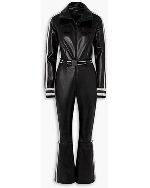 Perfect Moment Crystal Merino Wool-trimmed Faux Leather Ski Suit - Black