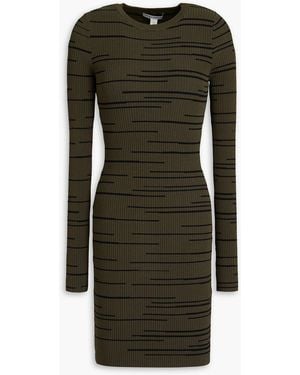 Autumn Cashmere Striped Ribbed-knit Mini Dress - Green