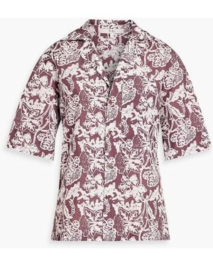 Tibi Floral-Print Shell Shirt - Purple