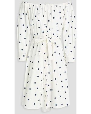 Maje Polka-Dot Cotton-Blend Poplin Midi Dress - White