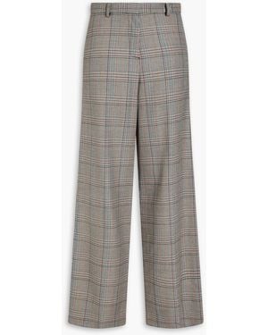 Rosetta Getty Prince Of Wales Checked Wool-tweed Wide-leg Trousers - Grey